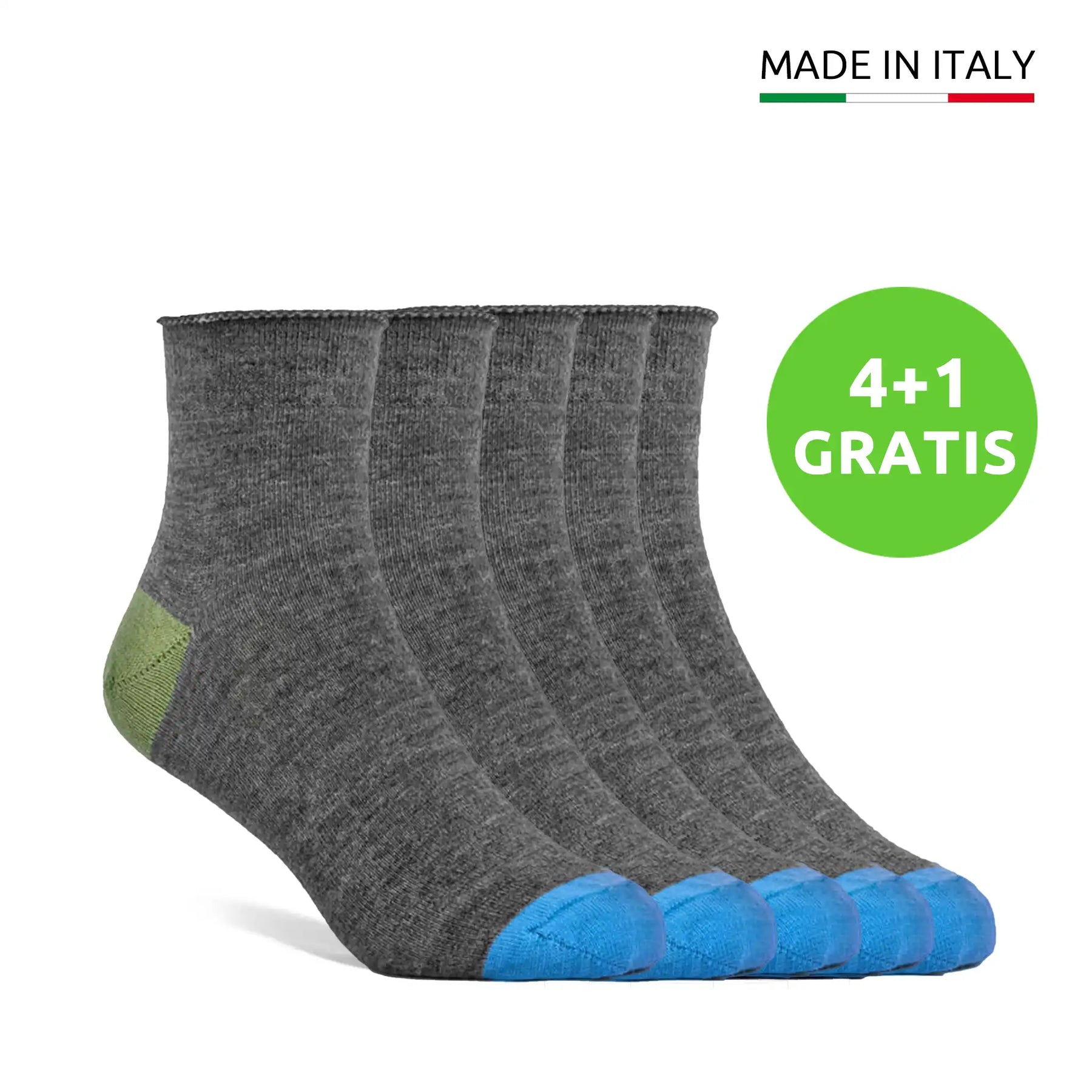 Kindersocken aus Merino Wolle | Grau-Blau-Grün