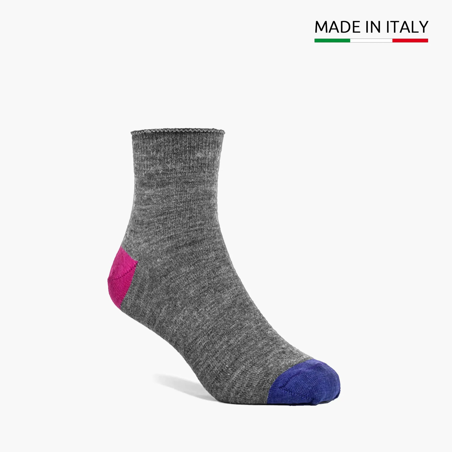 Kindersocken aus Merino Wolle | Grau-Pink-Lila